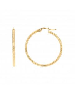 New 9ct Yellow Gold Patterned Hoop Earrings