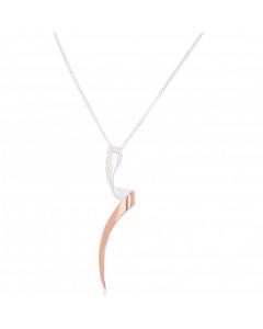 New Silver & Rose Finish Long Twisted Drop Pendant & Necklace