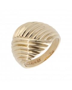 Pre-Owned 9ct Yellow Gold Domed Wave Dress Ring