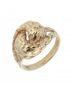 Pre-Owned 9ct Yellow Gold Patterned Wave Dress Ring
