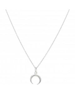New Sterling Silver Crescent Moon Pendant & 18" Chain Necklace