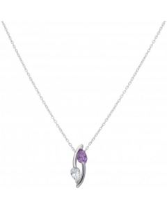 New Sterling Silver Amethyst & Blue Topaz Pendant & 18 Necklace