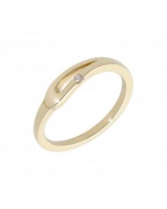 Pre-Owned 9ct Yellow Gold Diamond Solitaire Set Open Wave Ring