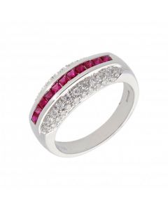 New 9ct White Gold Ruby & Diamond Eternity Design Ring