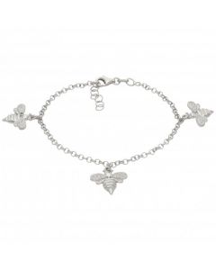 New Sterling Silver Cubic Zirconia Multi Bumble Bee Bracelet