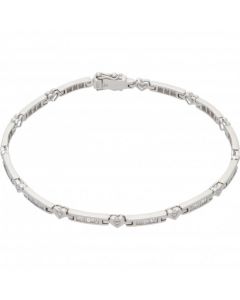 New 18ct White Gold 1.31ct Diamond Heart Link Ladies Bracelet