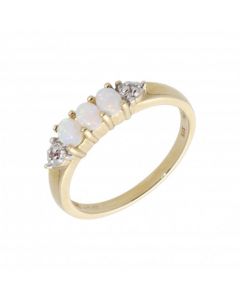 New 9ct Yellow Gold OPal & Diamond Dress Ring