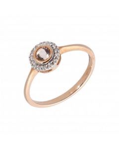 New 9ct Rose Gold Morganite & Diamond Round Cluster Dress Ring
