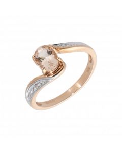 New 9ct Rose Gold Morganite & Diamond Dress Ring