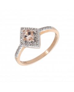 New 9ct Rose Gold Morganite & Diamond Cluster Dress Ring