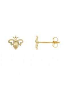 New 9ct Yellow Gold Bee & Heart Wings Stud Earrings