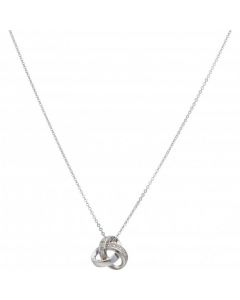 New 9ct White Gold 18 Inch Diamond Set Knot Necklace