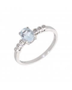 New 9ct White Gold Aquamarine & Diamond Dress Ring
