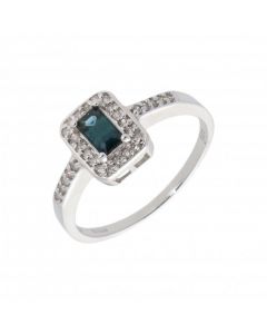 New 9ct White Gold Sapphire & Diamond Cluster Dress Ring