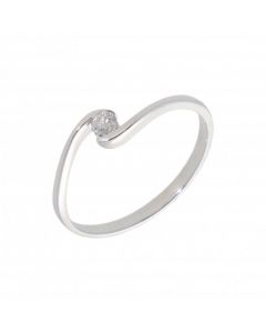 New 9ct White Gold Diamond Solitaire Twist Ring