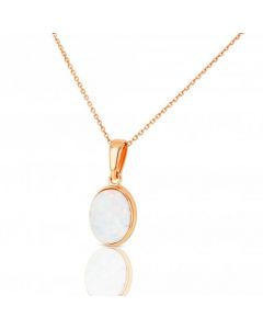 New 9ct Rose Gold Cultured Opal Pendant & Necklace