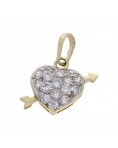 Pre-Owned 9ct Yellow Gold Cubic Zirconia Heart Pendant