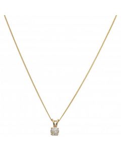 New 9ct Gold 0.57ct Diamond Solitaire Pendant & Chain Necklace