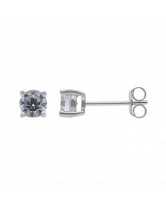 New Sterling Silver 5mm Cubic Zirconia Claw Set Stud Earrings