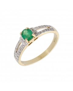 New 9ct Yellow Gold Emerald & Diamond Dress Ring
