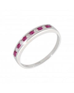 New 9ct White Gold Ruby & Diamond Eternity Style Ring