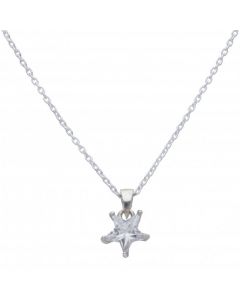 New Silver Star Shaped Cubic Zirconia Pendant & Necklace