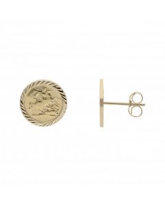 New 9ct Yellow Gold George & Dragon Style Stud Earrings