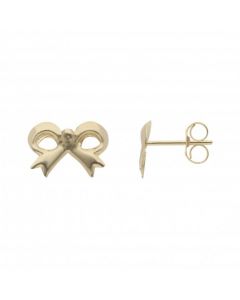 New 9ct Yellow Gold Bow Stud Earrings