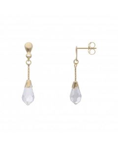 New 9ct Gold Faceted Crystal Bomber Drop Earrings