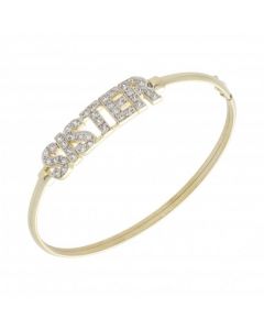 Pre-Owned 9ct Yellow Gold Cubic Zirconia Sister Bangle