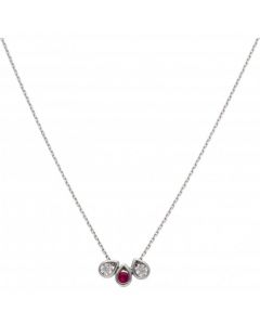 New 9ct White Gold Ruby & Diamond Triple Teardrop Necklace