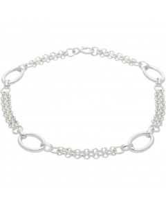 New Sterling Silver Fancy Loop Belcher Ladies Bracelet