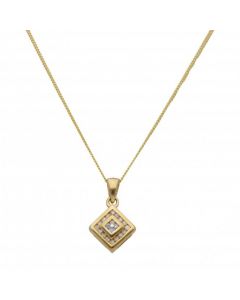 New 9ct Yellow Gold Diamond Pendant & 18" Chain Necklace