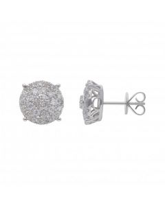 New 9ct White Gold 0.82ct Diamon Round Cluster Stud Earrings