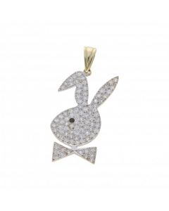 Pre-Owned 9ct Yellow Gold Gemstone Set Playboy Bunny Pendant