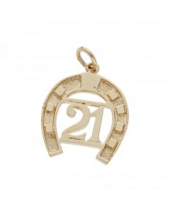Pre-Owned 9ct Yellow Gold Age 21 Horseshoe Charm Pendant