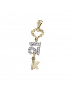Pre-Owned 9ct Yellow Gold Cubic Zirconia Age 21 Key Pendant