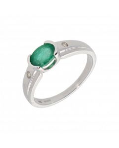 New 9ct White Gold Emerald & Diamond Dress Ring