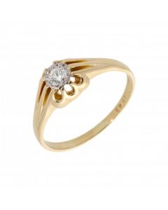 Pre-Owned 18ct Yellow Gold Gents Diamond Solitaire Signet Ring