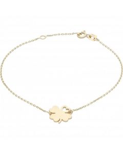 New 9ct Yellow Gold 7.5" Four Leaf Clover Disc Bracelet