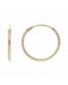 New 9ct Gold 12mm Diamond Cut Hinged Wire Sleeper Earrings