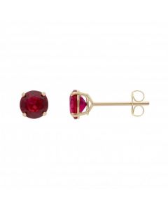 New 9ct Yellow Gold Red Cubic Zirconia Stud Earrings