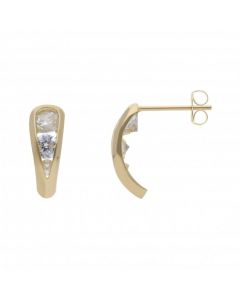 New 9ct Yellow Gold Graduated Cubic Zirconia Stud Earrings