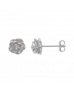 New Sterling Silver Rose Flower Stud Earrings