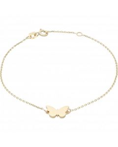 New 9ct Yellow Gold Butterfly Delicate Adjustable Bracelet