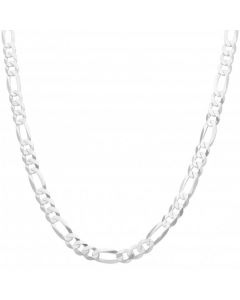 New Sterling Silver 28 Inch Diamond-Cut Figaro Chain Necklace