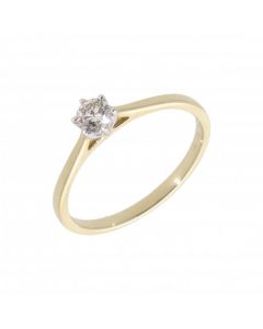 New 9ct Yellow Gold 0.25 Carat Diamond Solitaire Ring