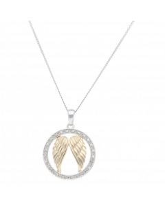New 9ct  Colour Gold Diamond Angel Wings Pendant & 18" Necklace