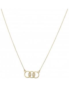 New 9ct Yellow Gold Cubic Zirconia Triple Circles 18" Necklace