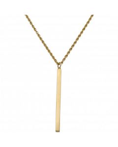 Pre-Owned 9ct Yellow Gold Bar Pendant & 30 Inch Chain Necklace